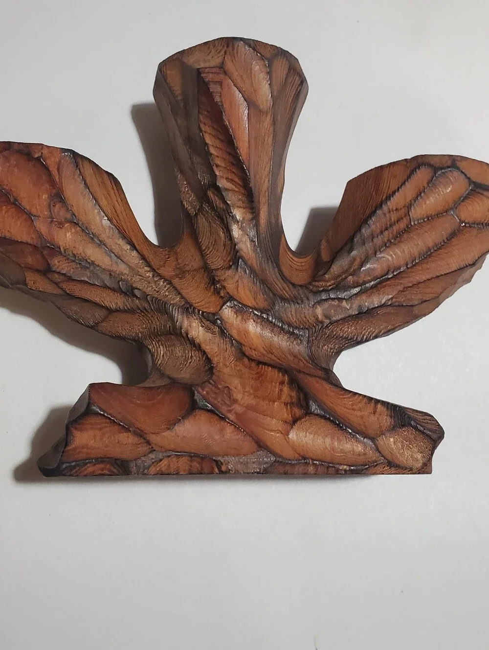 VINTAGE 1960S HAND CARVED WOODEN CANDELABRA TREE TRUNK. CABIN. WOODSY